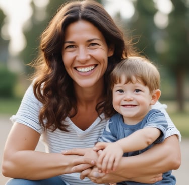 A smiling family enjoying a bright, spotless living room filled with natural light.