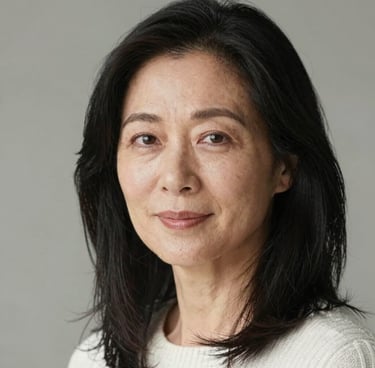 A smiling young woman studying Spanish with colorful Mexican cultural elements in the background.