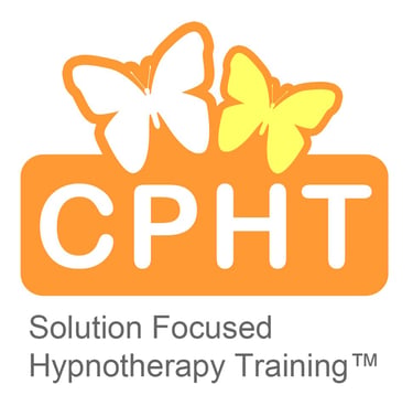 Clifton Practice of Hypnotherapy Training logo. CPHT with a white and yellow butterfly