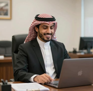 A confident lawyer shaking hands with a client in a modern office.