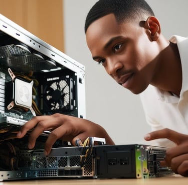 web development workspace IT network setup equipment professional tech support workstation