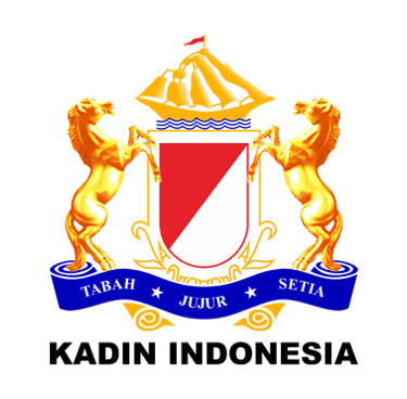 KADIN Indonesia logo with golden horses and red-white shield on a white background.