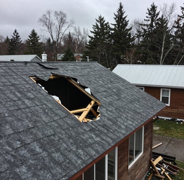 storm-damaged roof