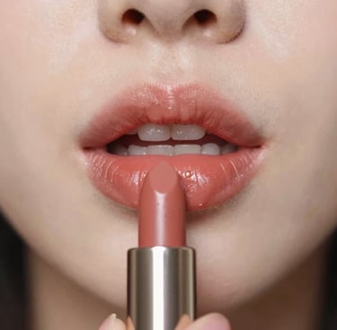 Close-up of colorful lipsticks arranged artistically on a light surface