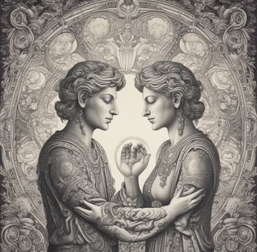 A serene landscape featuring a spiritual retreat with vibrant flowers.