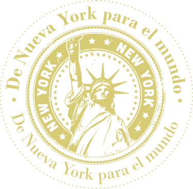 Sello de certificación de origen de Nueva York para el mundo con la Estatua de la Libertad MGG NY