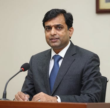 Portrait of Dr. Rao, an Indian scholar, smiling during his honorary doctorate convocation.