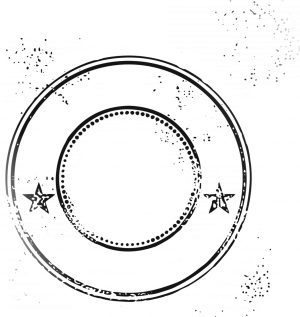 Vintage grunge circle rubber stamp template with stars and a distressed texture