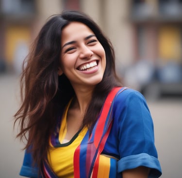 A serene portrait of a woman smiling gently, symbolizing trust and clarity.