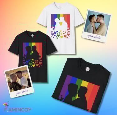 rainbow pride t-shirts using custom LGBT couple photos