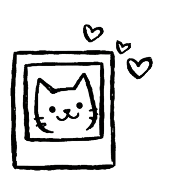 a cat in a square frame with a heart
