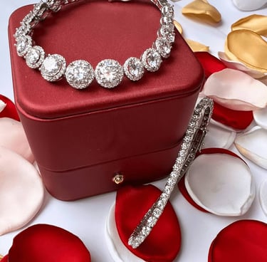 Diamond Necklace Bracelet Earrings Bundle Set