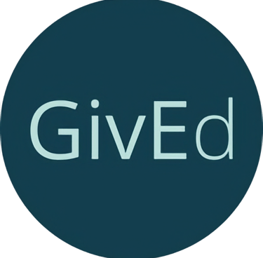 a blue circle with the words givedd on it