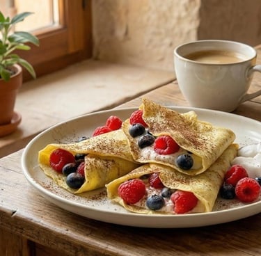 Vegetarian coconut crêpes made with coconut flour and almond milk