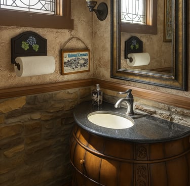 custom remodeled bathroom in rustic styling