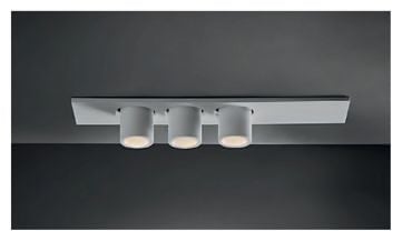 Sistema de iluminación TAUK 3 con tres focos de superficie en riel, negros