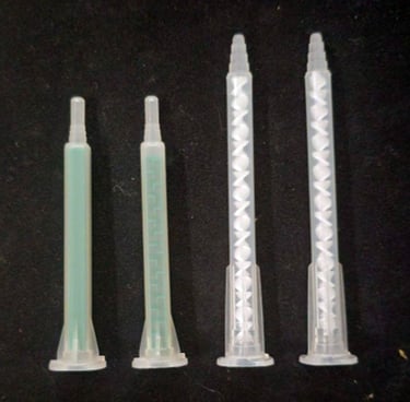 Helical mixers with different lengths, different diameters, inlet connections with FLAT bell, differ