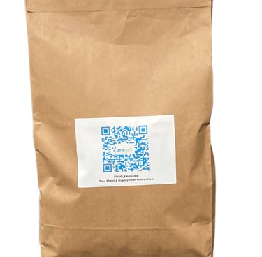grass fibre bag holding 7.5L of procleansorb granules for oil spills diesel spills chemical spills bodily fluid spills