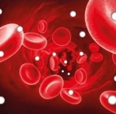 Globules rouges avec quelques molécules d'oxygène