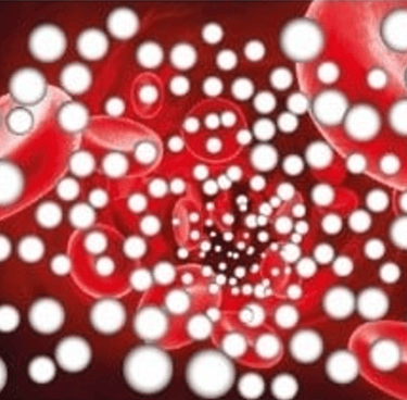 Globules rouges avec une grande quantité de molécules d'oxygène.