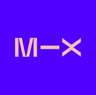 a sign that says x - m and a cross - stitch pattern - mix cloud logo