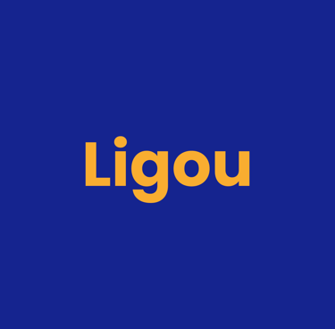 A imagem mostra um círculo com o texto "Ligou", em letras na cor laranja e o fundo azul.
