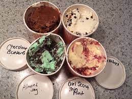 ice cream in containers