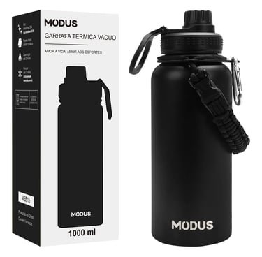 Garrafa Térmica 1 L Aço Inox Bebidas Quentes e Frias cor Preto