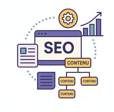 Illustration du référencement naturel et de l’organisation des contenus SEO
