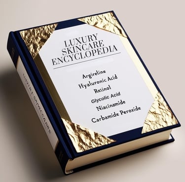 Skintastic ingredient encyclopaedia with a gold foil foil foil on it