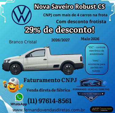  Volkswagen Saveiro Robust pickup truck promotion with 29% discount for fleet owners and CNPJ buyers.