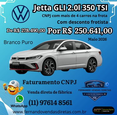  Volkswagen Jetta GLI 2.0 350 TSI with exclusive fleet discount for CNPJ sales.
