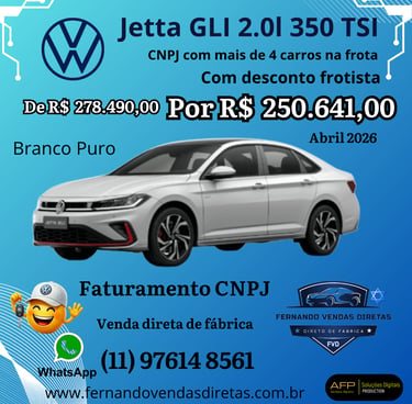 Volkswagen Jetta GLI 2.0 350 TSI em Branco Puro com oferta exclusiva para faturamento CNPJ e venda direta.