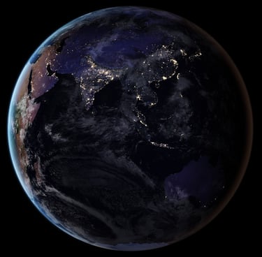 Image satellite de la Terre la nuit - Asie et Océanie