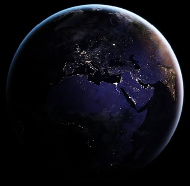 Image satellite de la Terre la nuit - Europe et Afrique