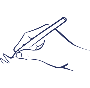 main qui écrit avec un crayon pour symboliser la production artistique en psychanalyse