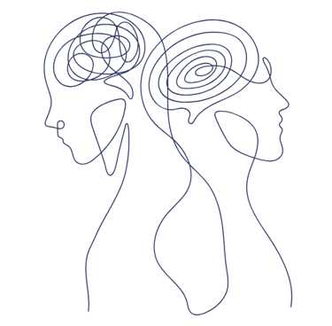 deux personnes avec le cerveau relié symbolisant la psychothérapie avec l'analyse des rêves