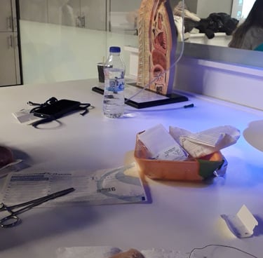 a table with a bunch of medical supplies on it