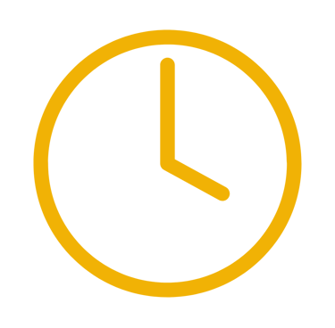 A minimalist yellow clock icon on a black background showing four o'clock for time management concepts.