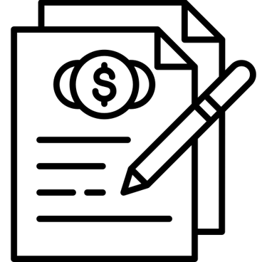 an icon of a contract and pen