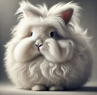 English Angora rabbit sitting