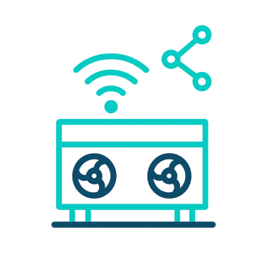 Ícone de monitoramento IoT representando coleta e análise de dados em sistemas HVAC conectados.