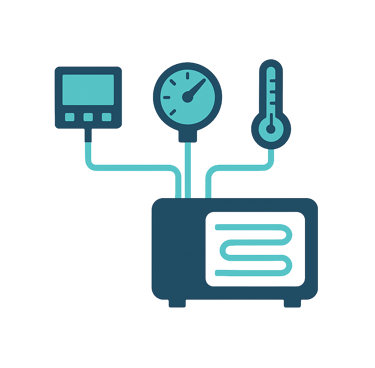 Ícone de gráfico e instrumento de medição representando medições precisas e confiabilidade nos resul