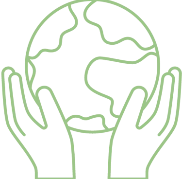 Outline of hands holding the Earth