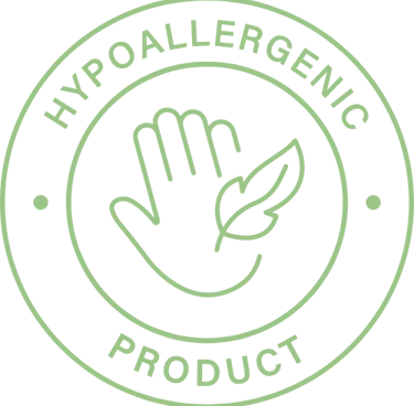 Hypoallergenic product symbol with a hand and a leaf