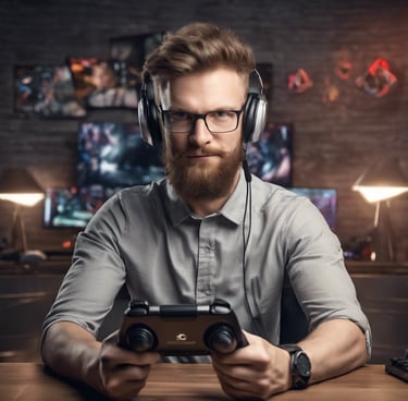 a man sitting on top of a giant robot