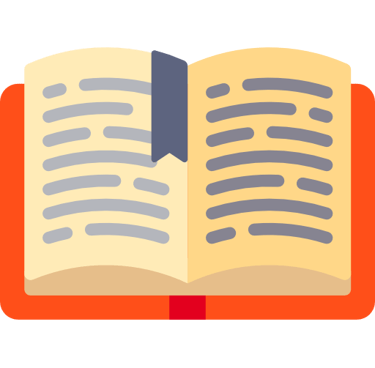 Illustration of an open book representing learning or blog articles.