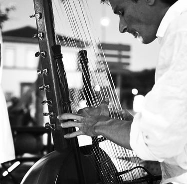 Jérôme De Cuyper en concert sur sa kora 32 cordes