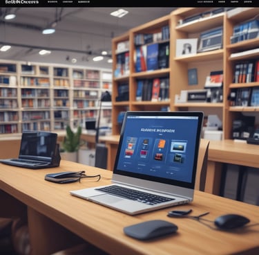 A modern workspace with a laptop, notepad, and coffee cup, symbolizing creativity and productivity.