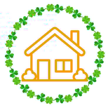 House icon inside of clover border